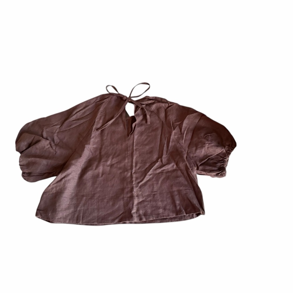 NWT Linen-Blend Crop Top & Drawstring Shorts Set in Chocolate Brown Size Small - Picture 12 of 15